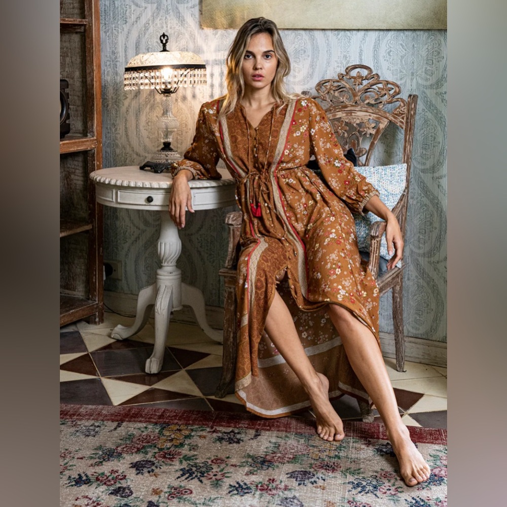 Tulle and Batiste Roseanne Boho Dress Daydreamer 
Handmade XS & S Terracotta